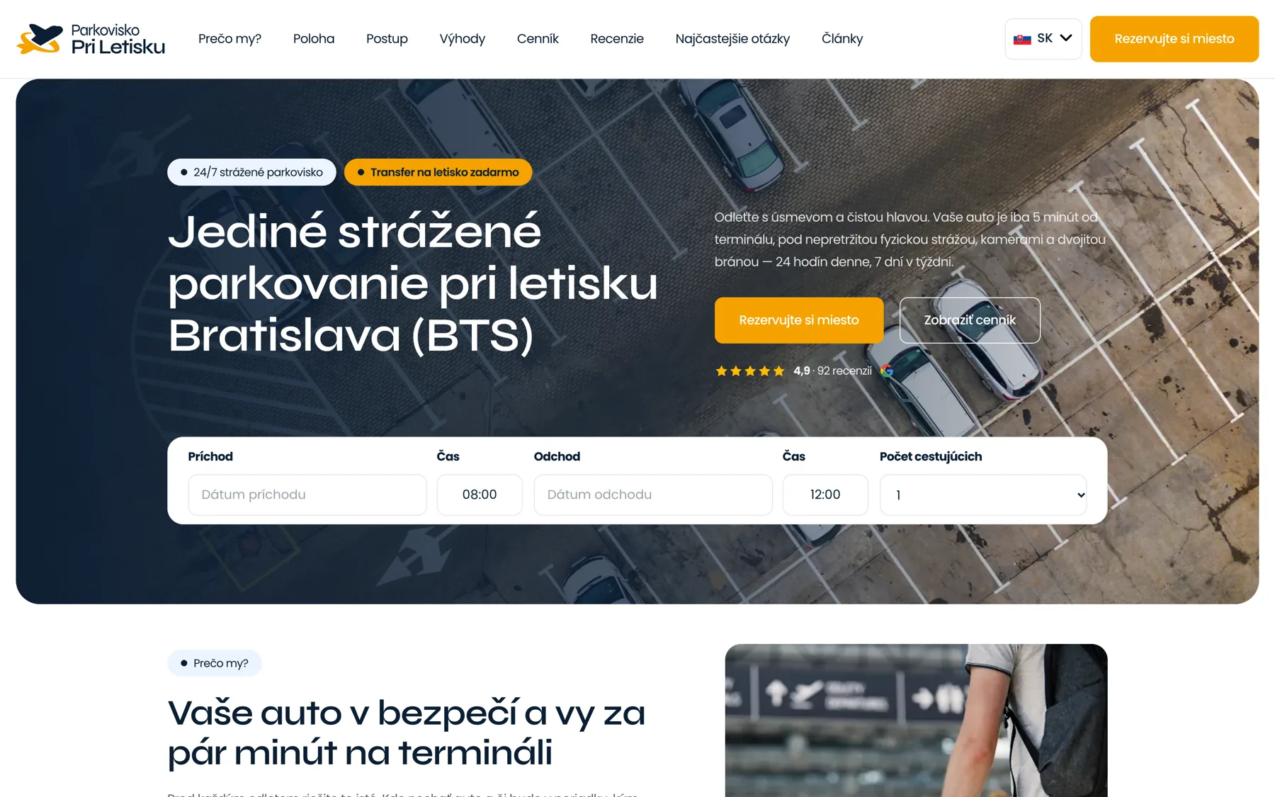 Parkovisko Pri Letisku náhľad webu